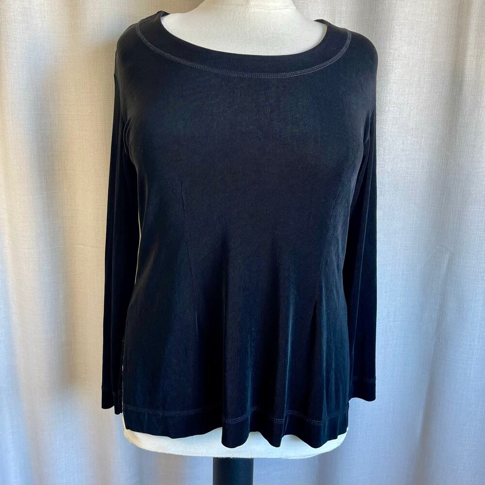 Chico's Travelers Perfect Black Long Sleeve Slinky Travel Vacation Top Tunic XL